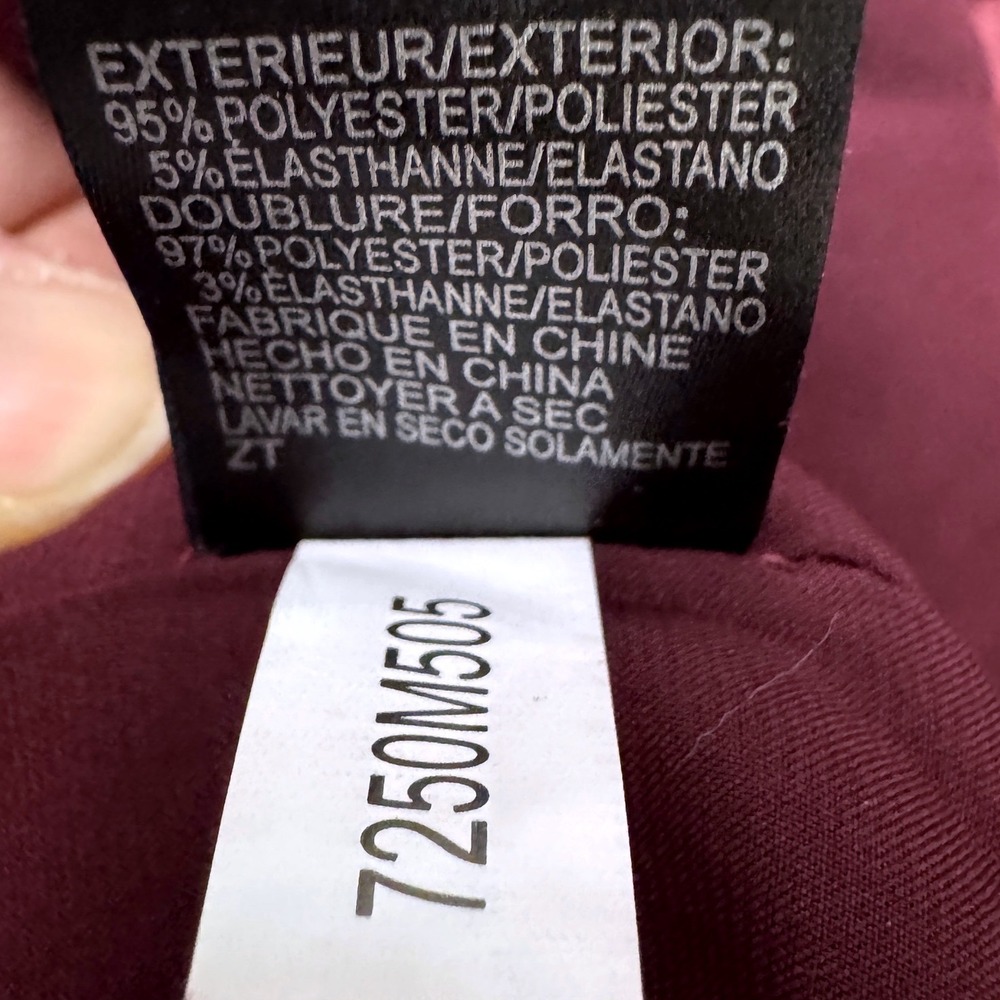 Tahari Velvet Sheath Mini Dress Size 6 Burgundy Ruffle Sleeve Cocktail Holiday - Picture 7 of 7